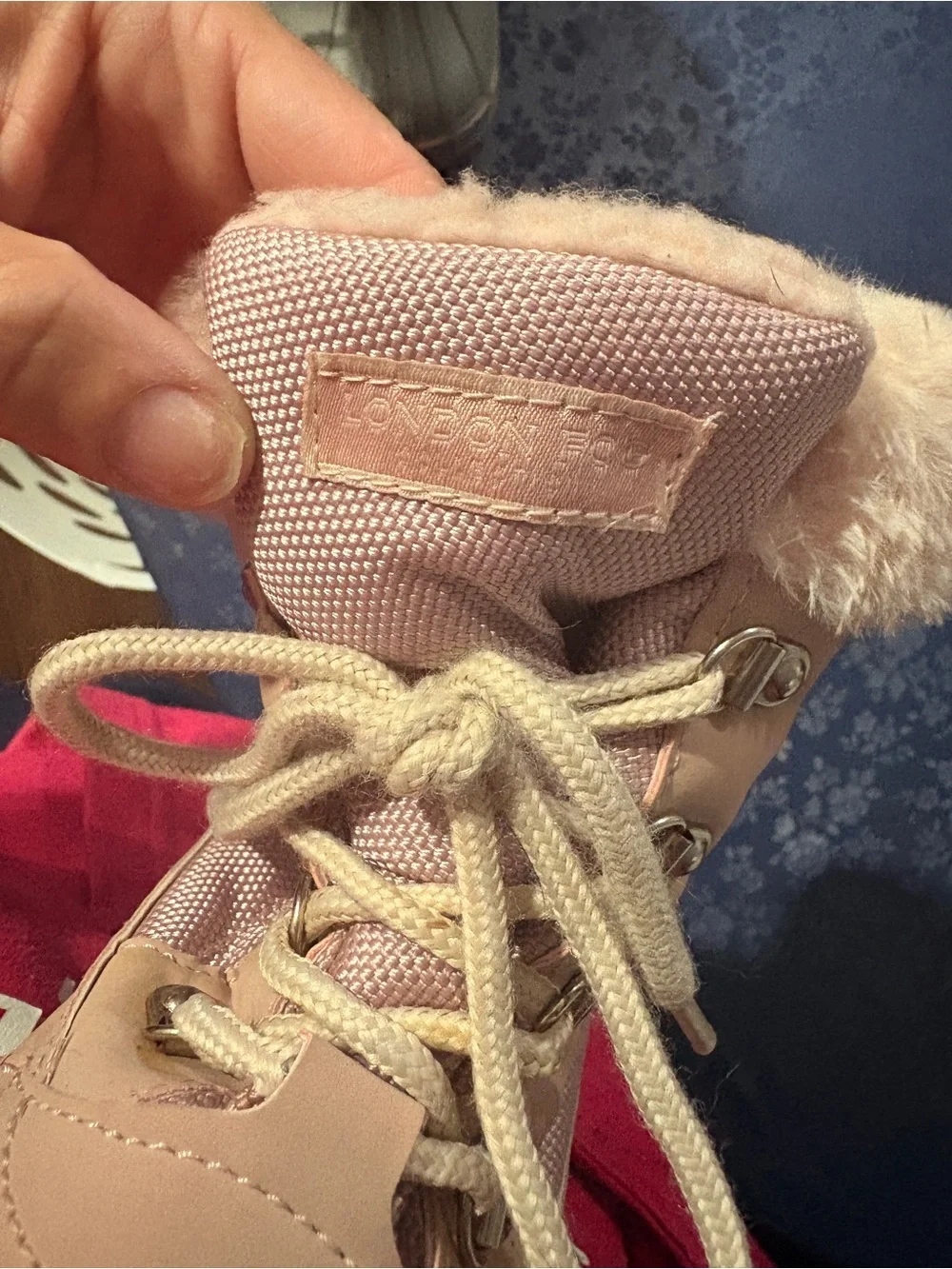 London Fog Pink and Gray Girls' Faux-Fur Winter Boots